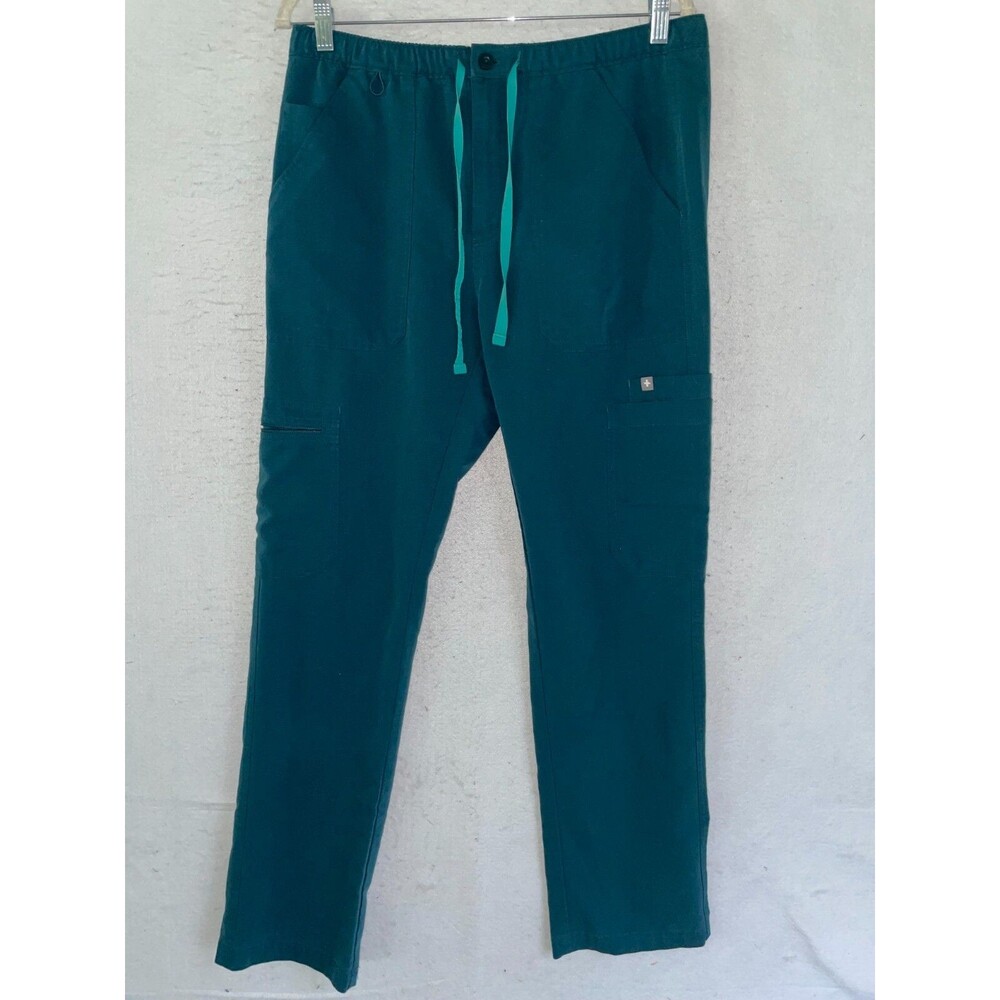 FIGS Cairo Mens Blue Green Cyan Scrub Pants Size M zipped pockets